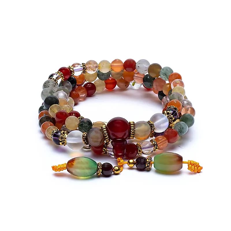 Mala con 108 grani Agata mix